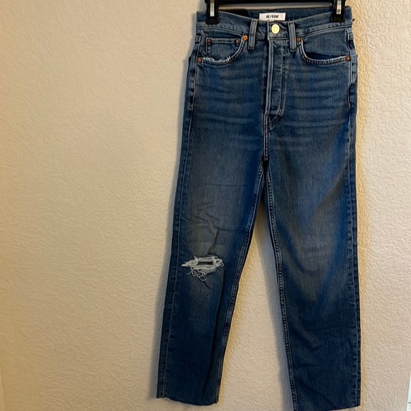 RE/DONE 70s Ultra High Rise stove pipe jeans vintage destroyed - Picture 2 of 13